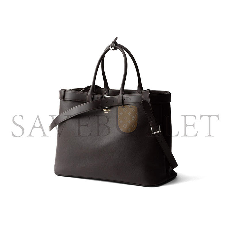 PRADA BUCKLE LEATHER BAG WITH BELT 2VG126 (48*34*18cm)